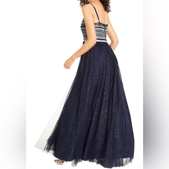 NWT TLC Say Yes To The Prom Navy Formal Dress Spaghetti Strap Rhinestone 20W - Picture 4 of 10